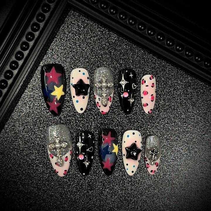 Artistic Star-Themed Press-On Nail Set
