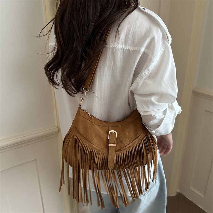 Bohemian Suede Fringe Handbag