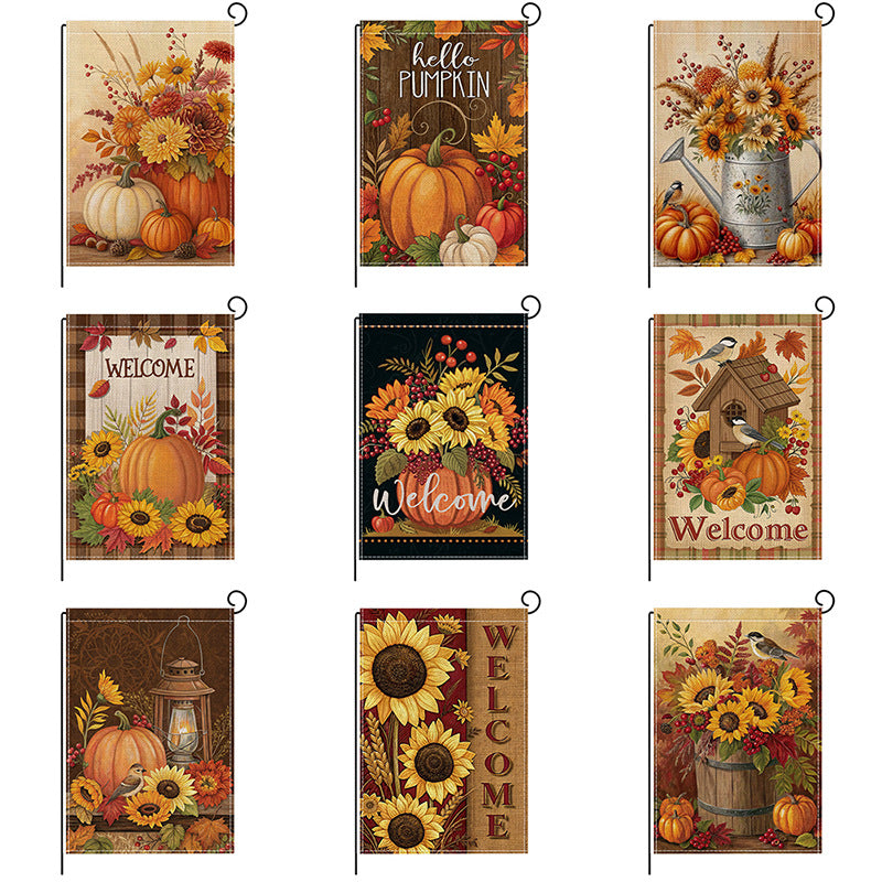 Outdoor Fall Sunflower and Pumpkin Decorative Garden Flag