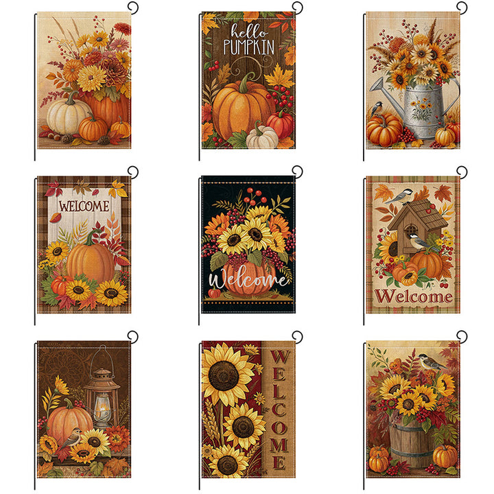 Outdoor Fall Sunflower and Pumpkin Decorative Garden Flag