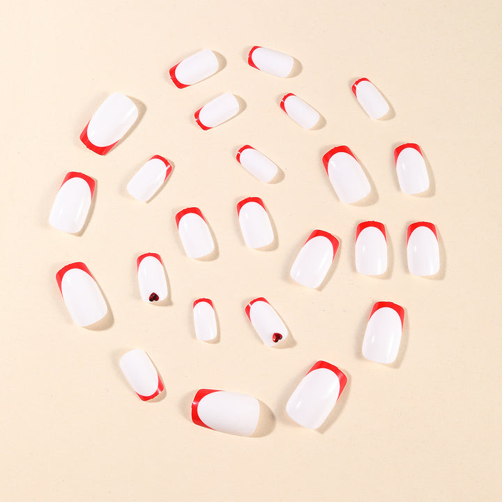 Heart-Accent Acrylic Nail Art Extensions Stornfield