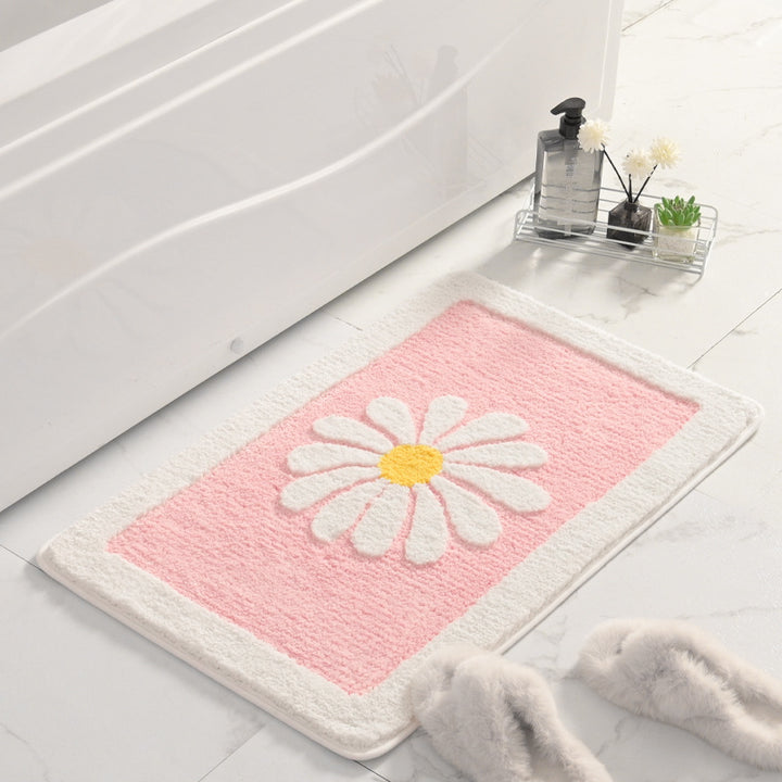 Floral Patterned Plush Bath Mat Stornfield