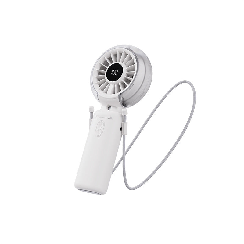 Cooling foldable rechargeable handheld fan with digital battery display and detachable neck strap Stornfield