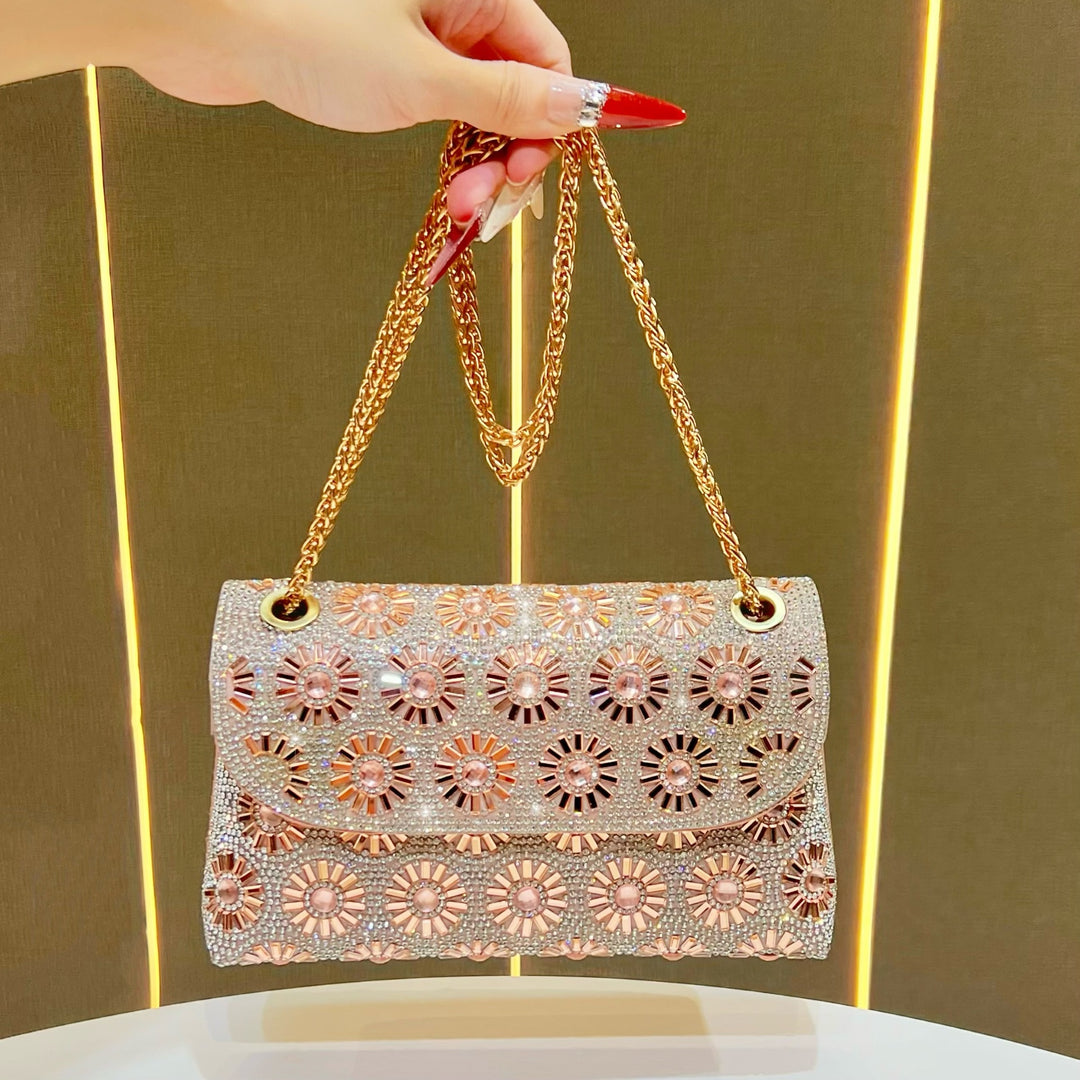 Decorative Flower-Embellished Evening Handbag