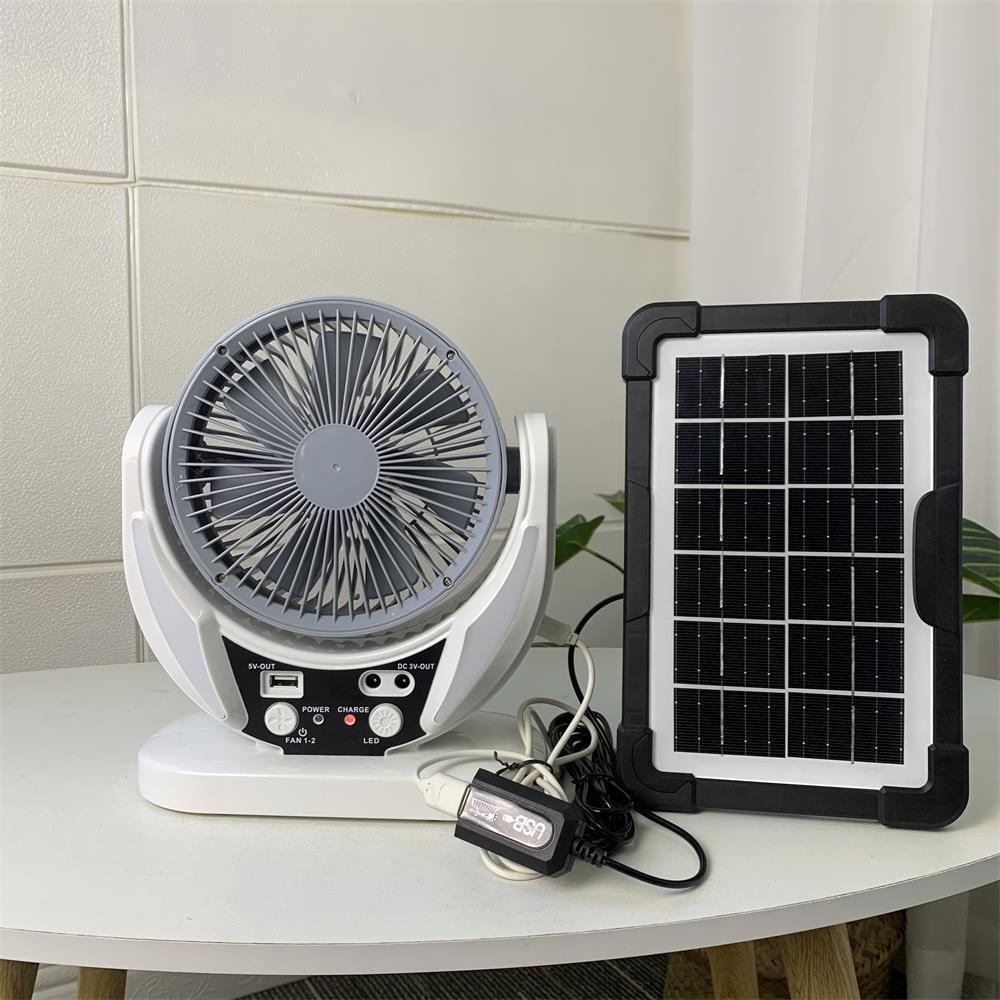 Unisex portable solar fan and lighting set with battery and USB charging function Stornfield
