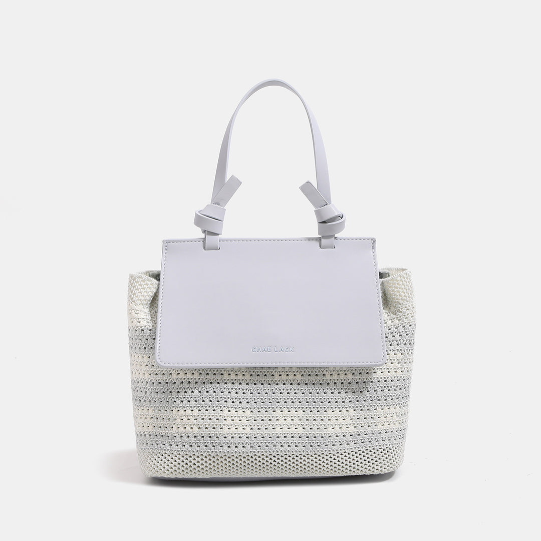 Woven Two-Tone Handheld Tote Bag