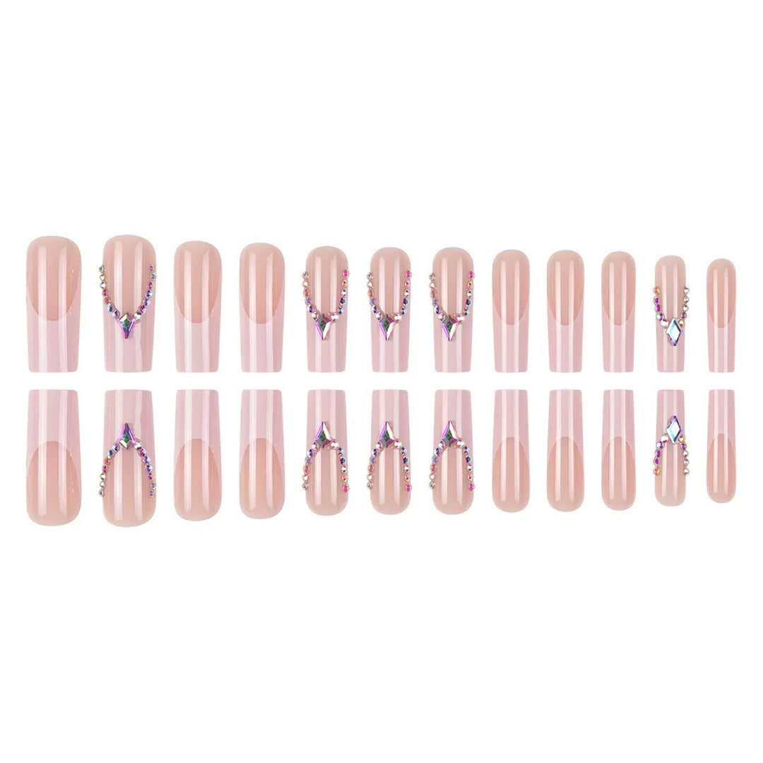 Glamorous artificial nails with sparkling rhinestone embellishments Stornfield