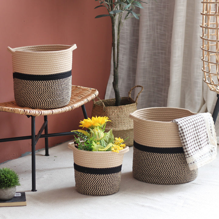 Handcrafted storage basket with handles Stornfield
