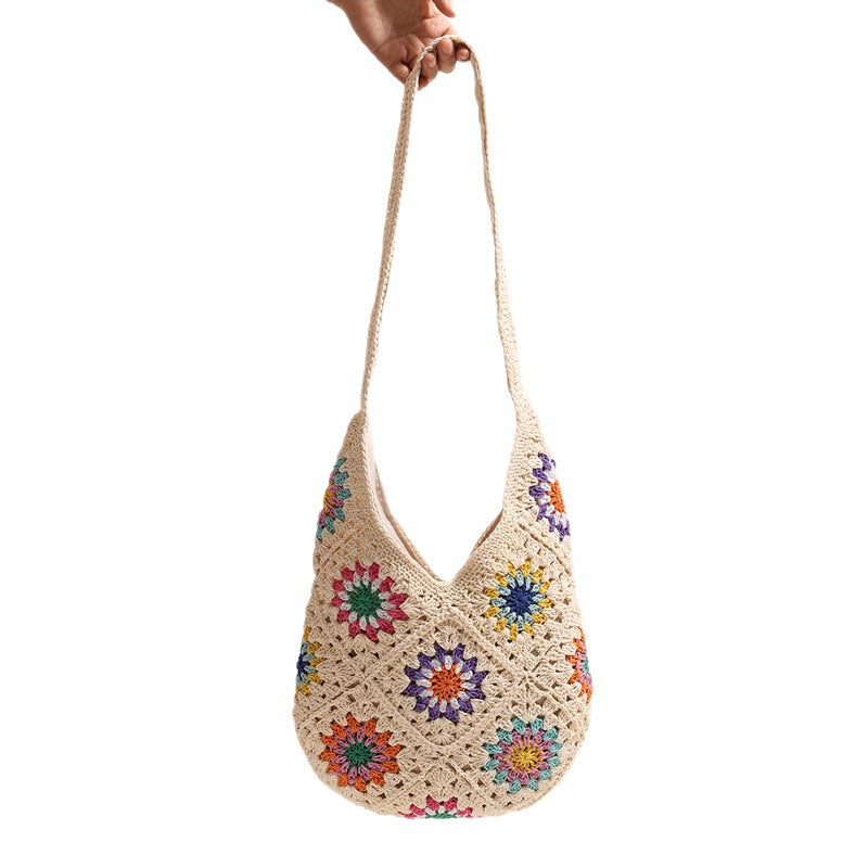 Handmade Crocheted Bag with Colorful Flower Design Stornfield