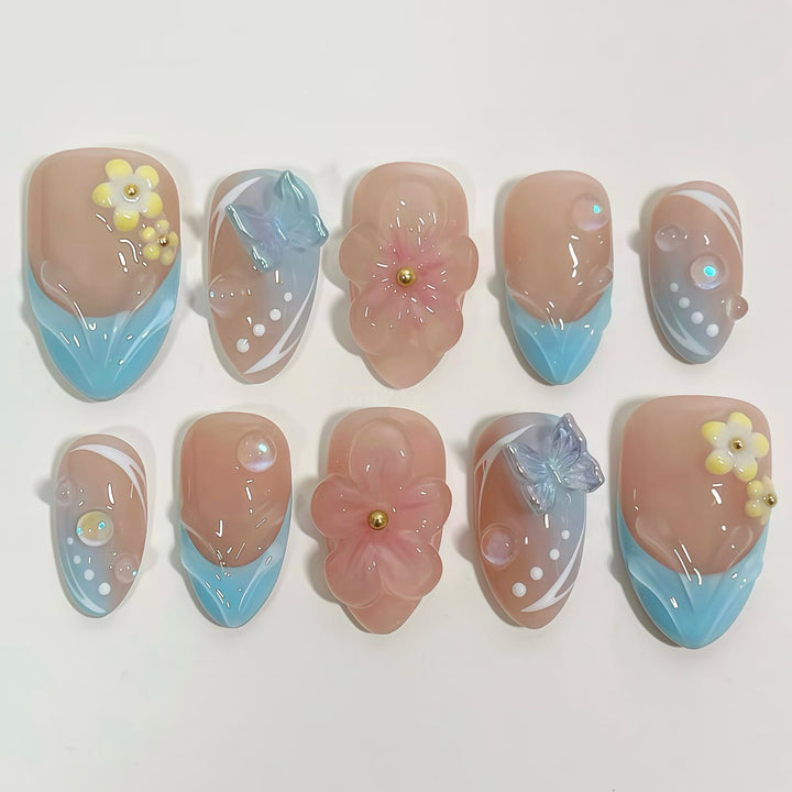 Floral Art Nail Design Press-On Set