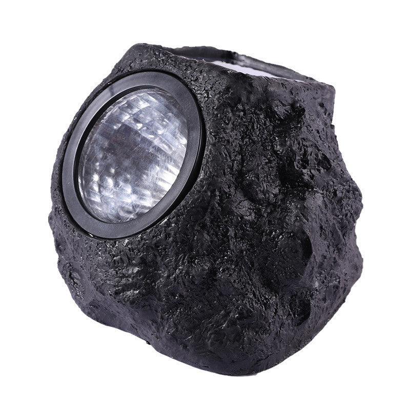 Solar-Powered LED Faux-Rock Garden Spotlight With Integrated Solar Panel And Weatherproof Textured Resin Housing Stornfield