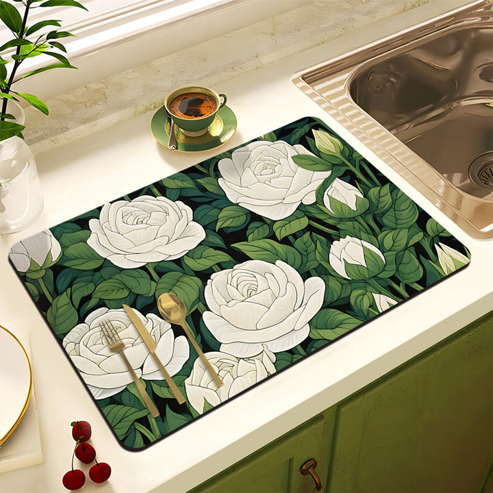 Decorative Floral Kitchen Mat