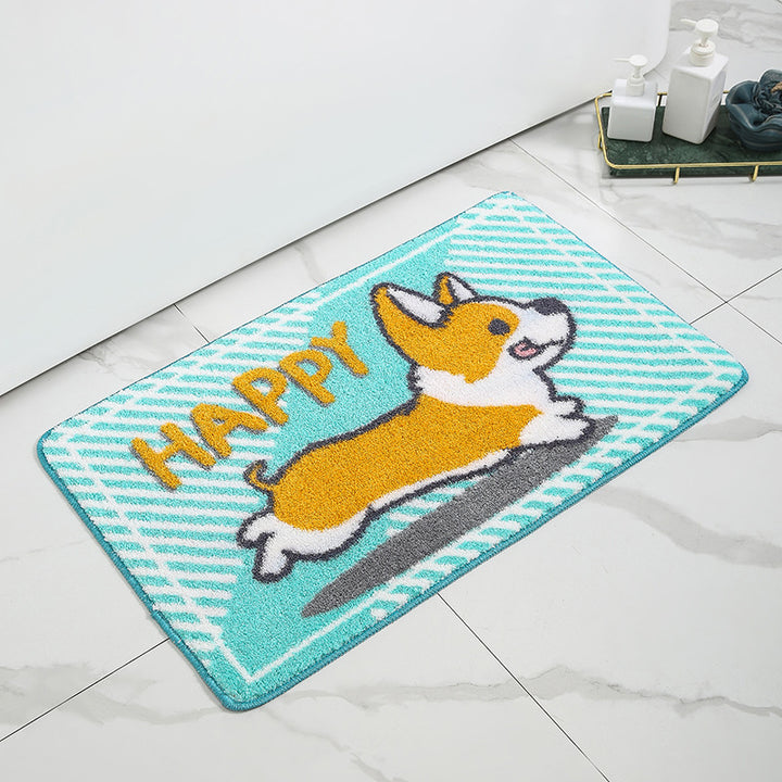 Lemon-Printed Plush Bath Mat