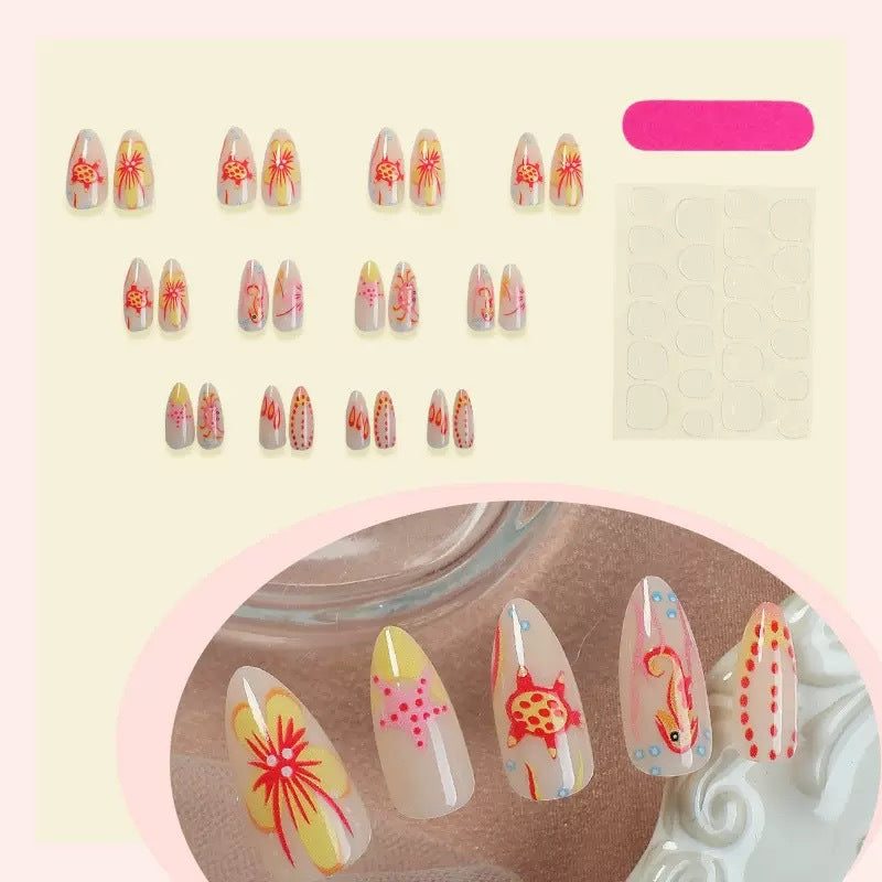 Nail set with maritime design and vibrant 3D motifs Stornfield