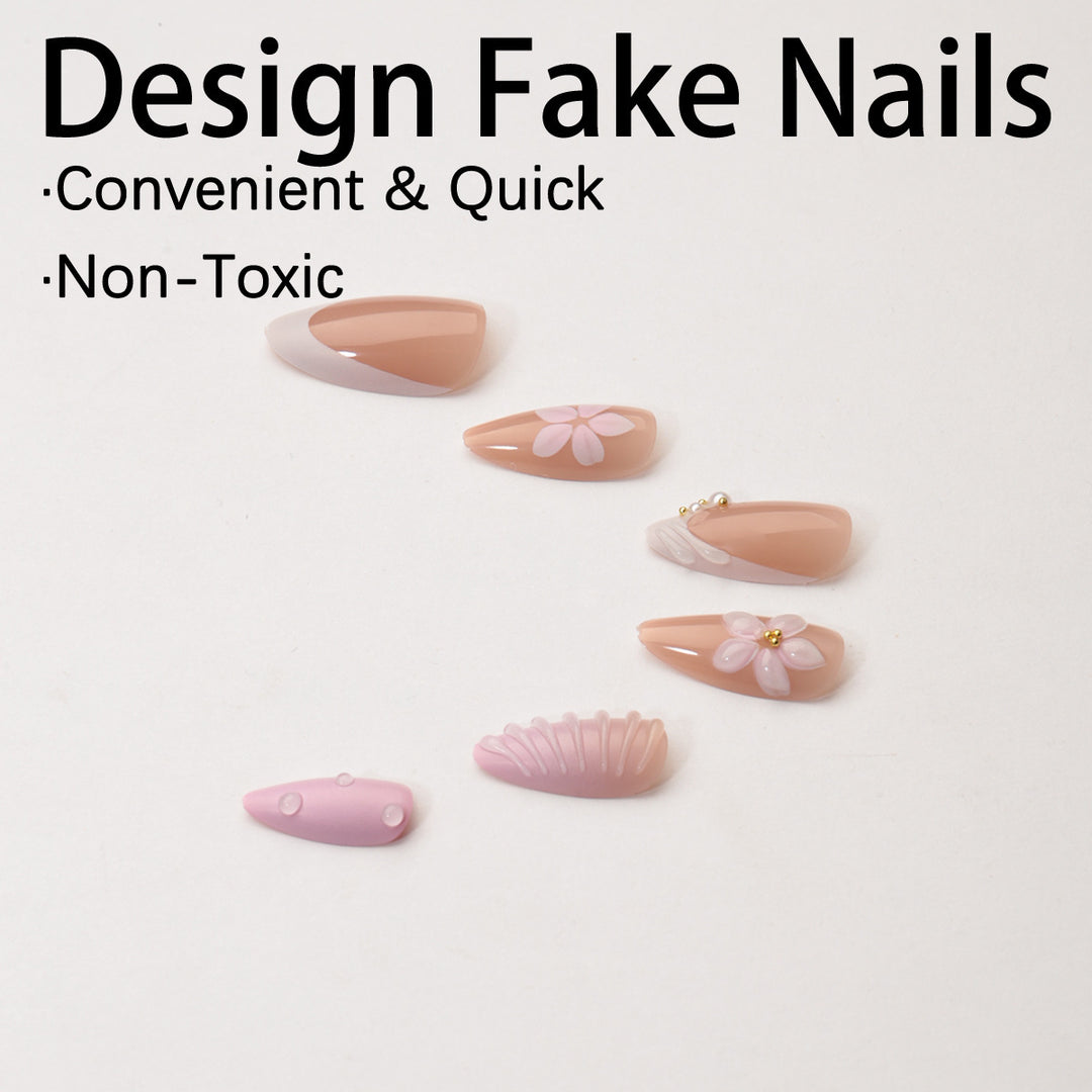 Creative nail art set with floral and shimmering design Stornfield