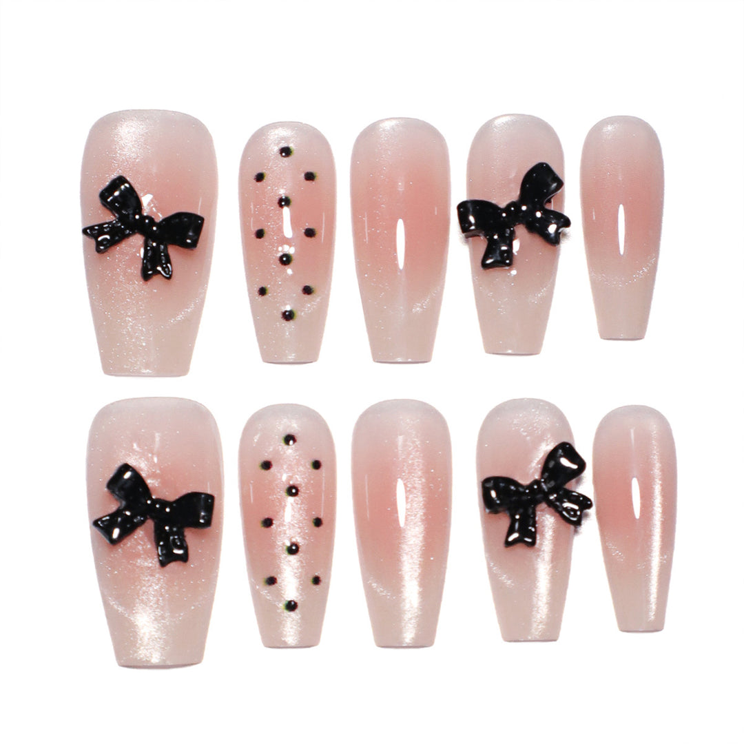 Elegant artificial nails with bow design Stornfield