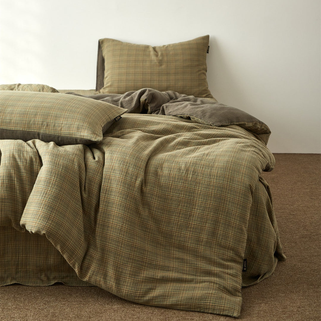 Stonewashed Linen-Blend Duvet Cover Set with Deep-Pocket Skirt & Envelope Shams