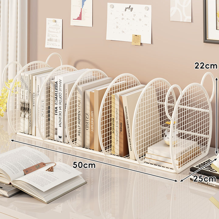 Desk Mesh Multi-Slot Book and File Organizer with Arched Dividers