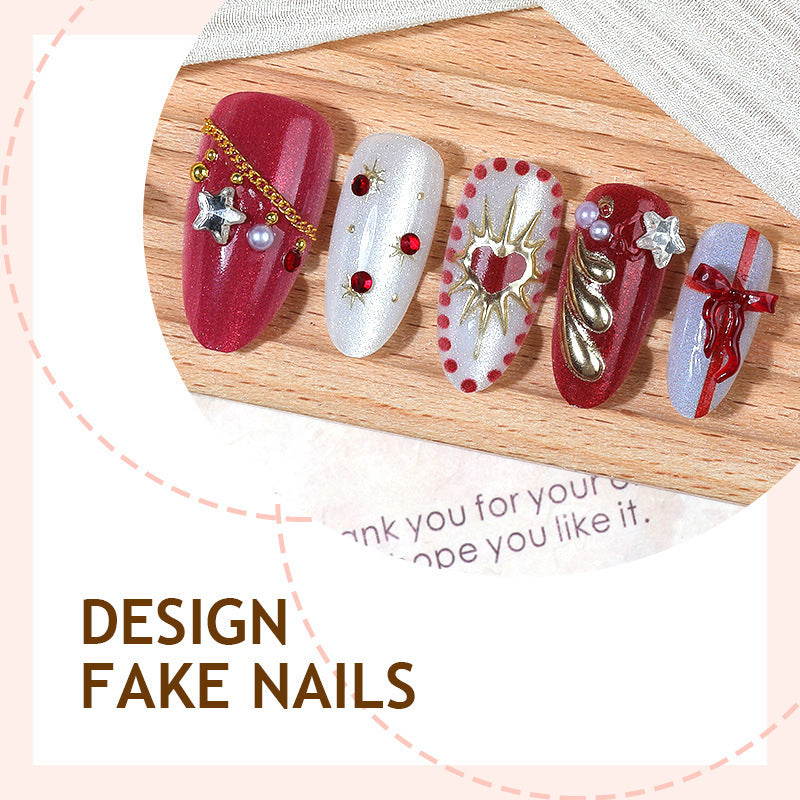 Artificial nail set with festive Christmas and glamour designs Stornfield