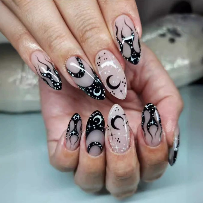 Artistic Moon-Themed Nail Art Enhancements Stornfield