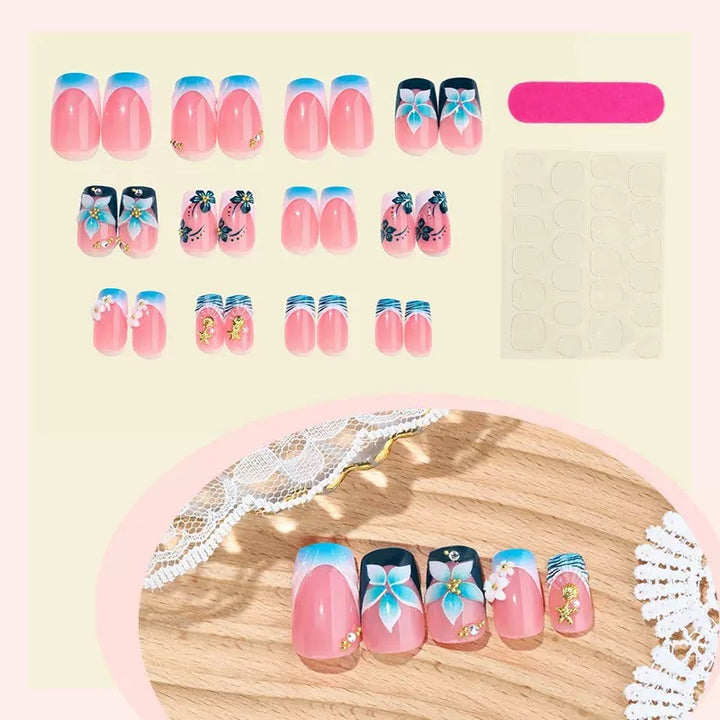 Floral-Themed 3D Press-On Nail Art Stornfield