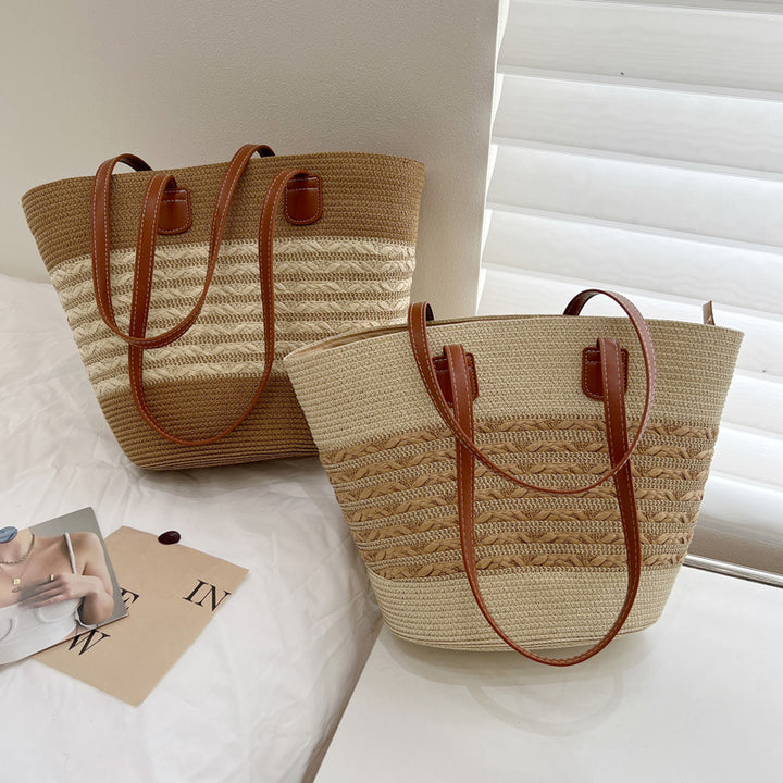 Handcrafted wicker bag with elegant leather accents Stornfield