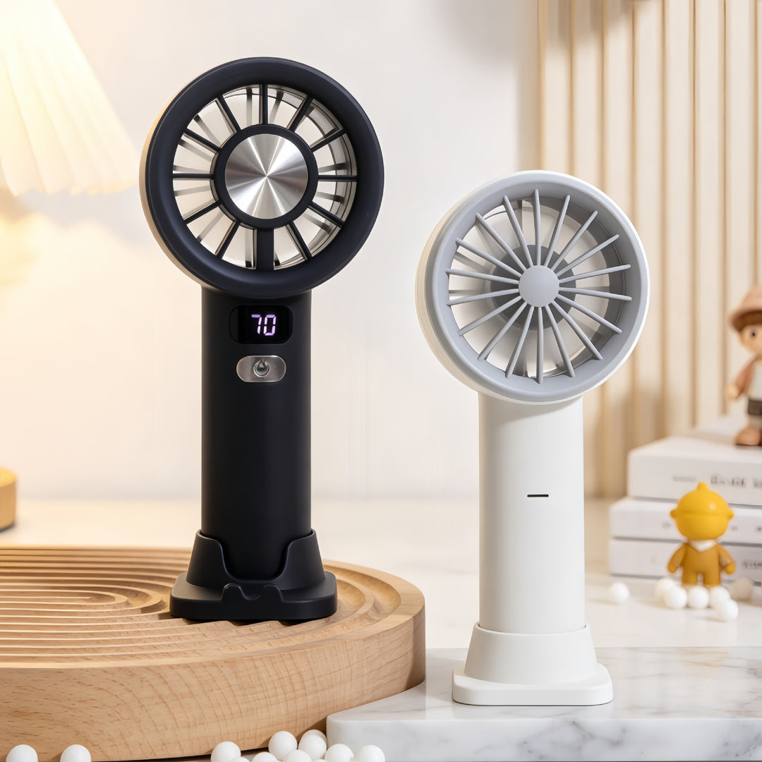 Ladies portable hand fan with LCD display and USB charging function Stornfield