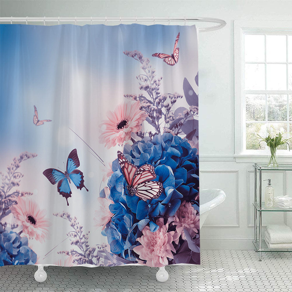 Butterfly-Inspired Floral Shower Curtain Stornfield