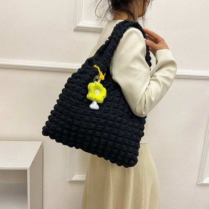 Textured Fabric Shoulder Tote