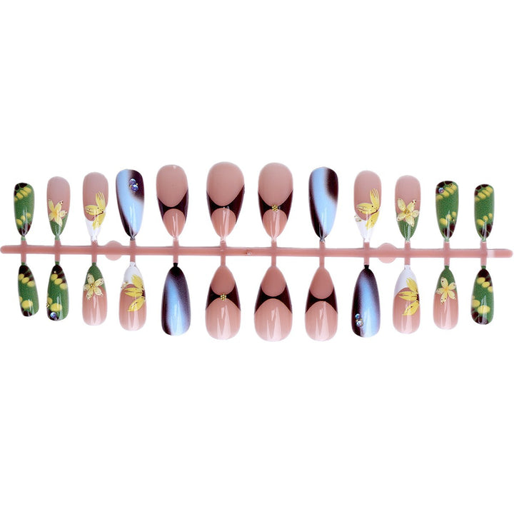 Artificial nails with handcrafted floral designs Stornfield