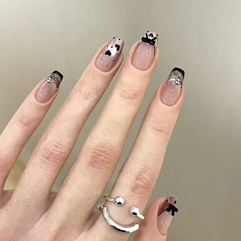 Decorative Press-On Nail Set with Star and Bow Designs Stornfield