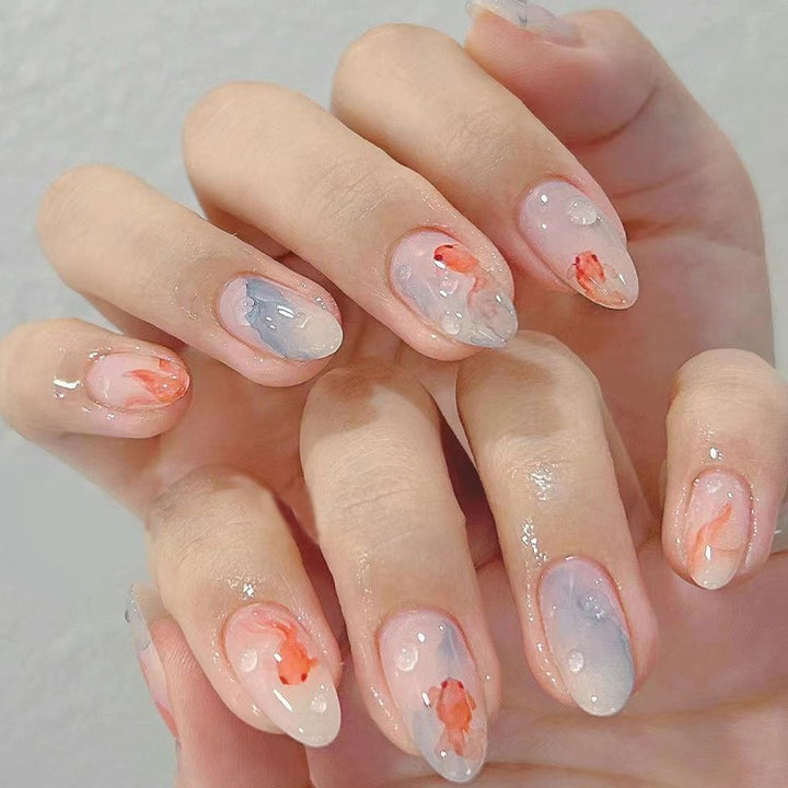 Elegant Floral Bow Press-On Nail Tips Stornfield