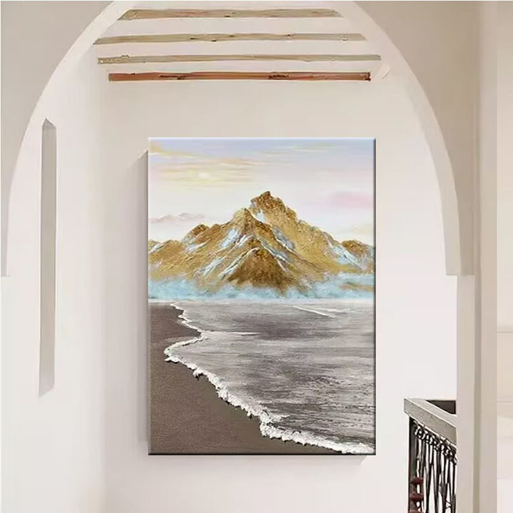 Scenic Mountain Seascape Canvas Artwork