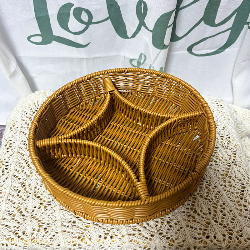 Women's leather storage basket with compartments Stornfield