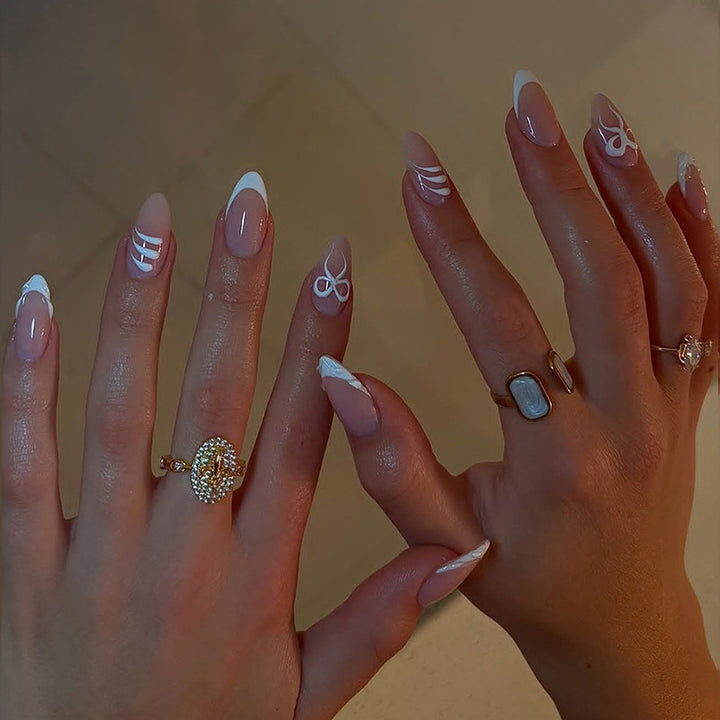 Artistic Press-On Nail Set with Elegant Designs Stornfield