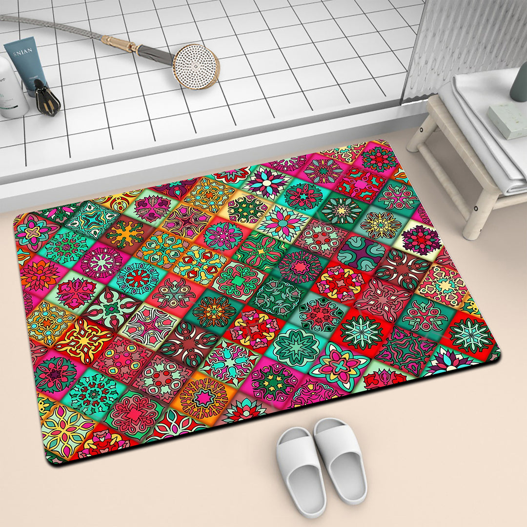 Colorful Geometric Pattern Bath Mat Stornfield