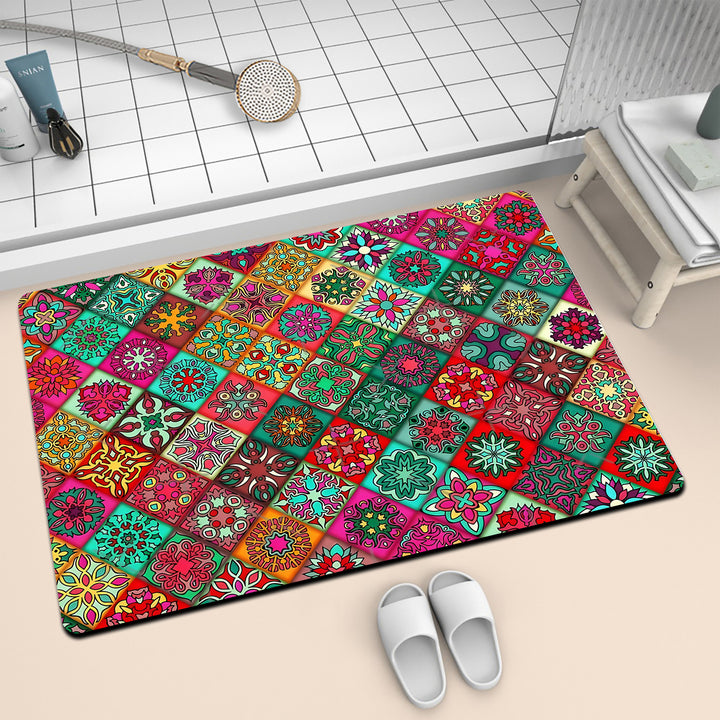 Colorful Geometric Pattern Bath Mat Stornfield