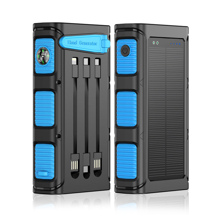 Portable Solar Power Bank With Qi Charging Function And Integrated Flashlight Stornfield