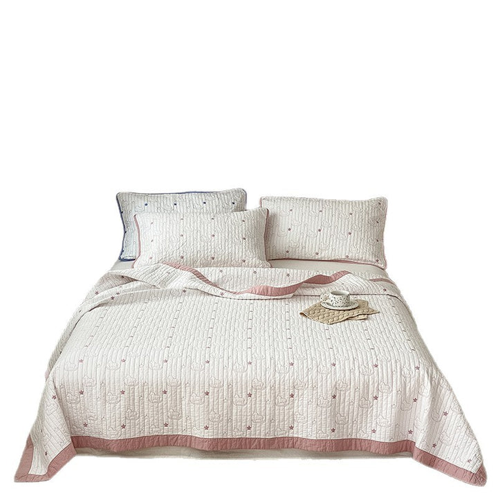 Lightweight Cotton Quilted Bedspread Set with Pillow Shams