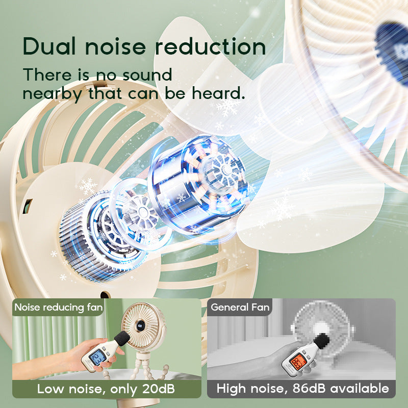 Unisex portable rechargeable clip fan with digital display, flexible clamp and multi-stage speed control Stornfield