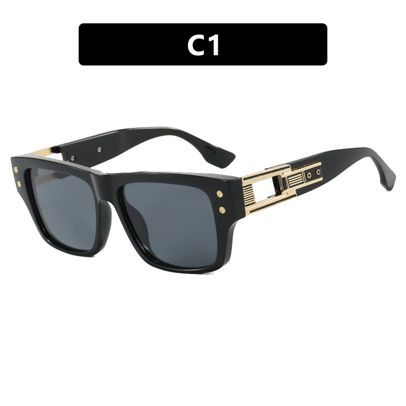 Women’s trendy square sunglasses with elegant gold decorative structure Stornfield