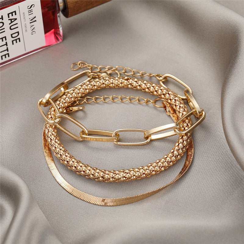 Multi-Textured Silver Chain Bracelet Set Stornfield
