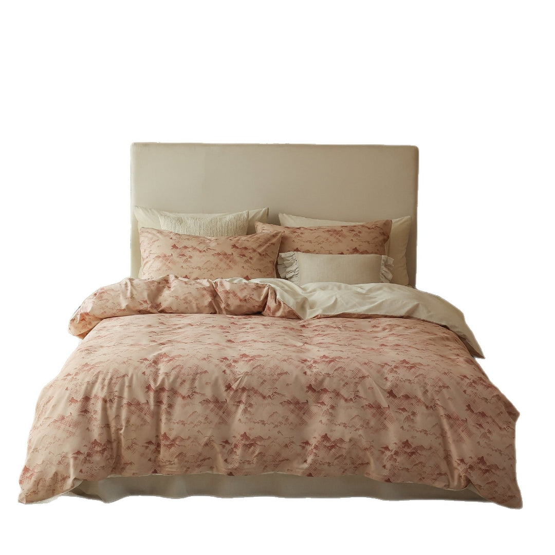 Luxury Linen-Cotton Duvet Cover Set with Floral Watercolor Print