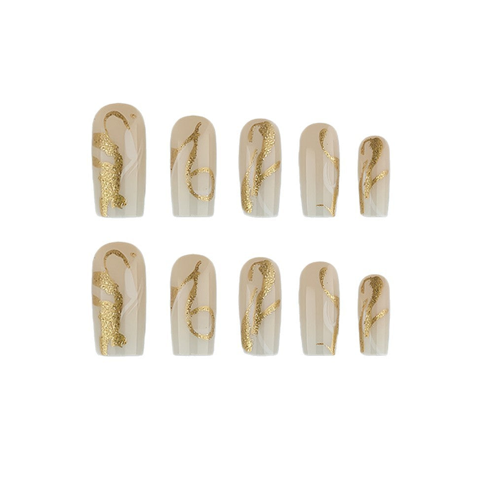 Artificial nails with elegant gold accents Stornfield
