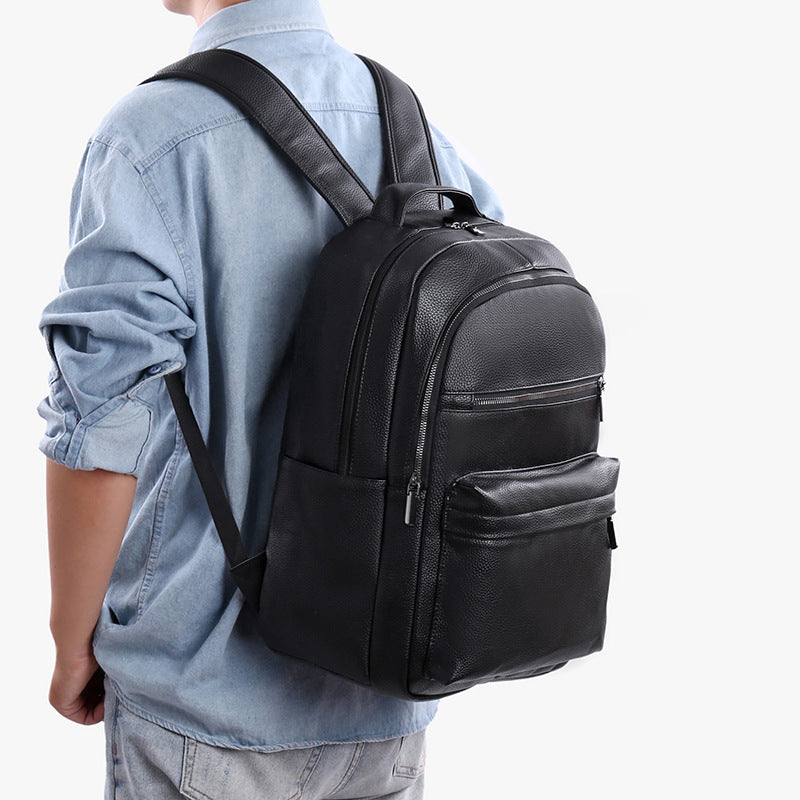 Sleek Textured Leather Backpack Stornfield