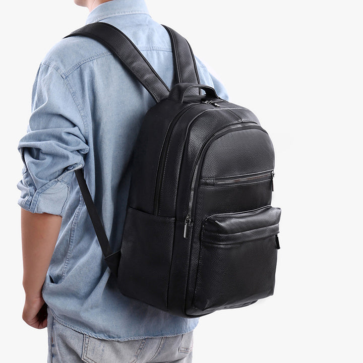 Sleek Textured Leather Backpack Stornfield