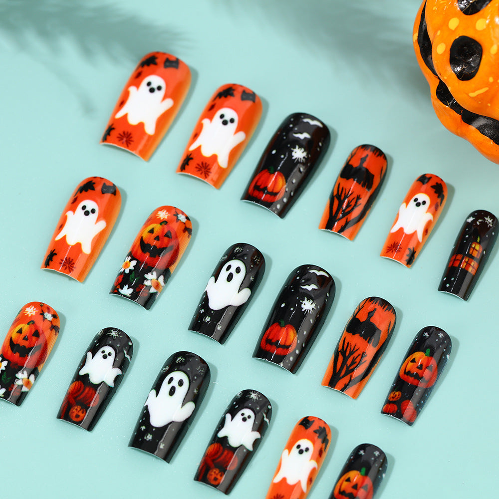 Creative Halloween Art Nails with Ghost and Pumpkin Design Stornfield