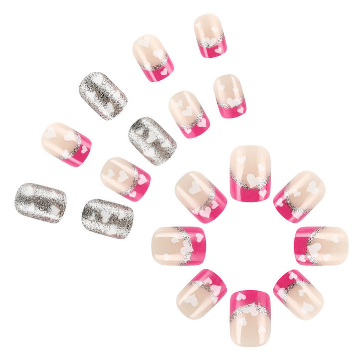 Heart-Embellished Gel Nail Set Stornfield