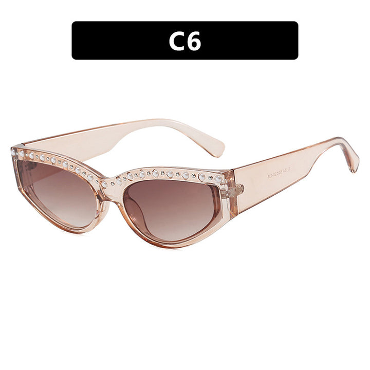Women's Cat-Eye Sunglasses with Sparkling Rhinestone Accents and Animal Pattern Stornfield