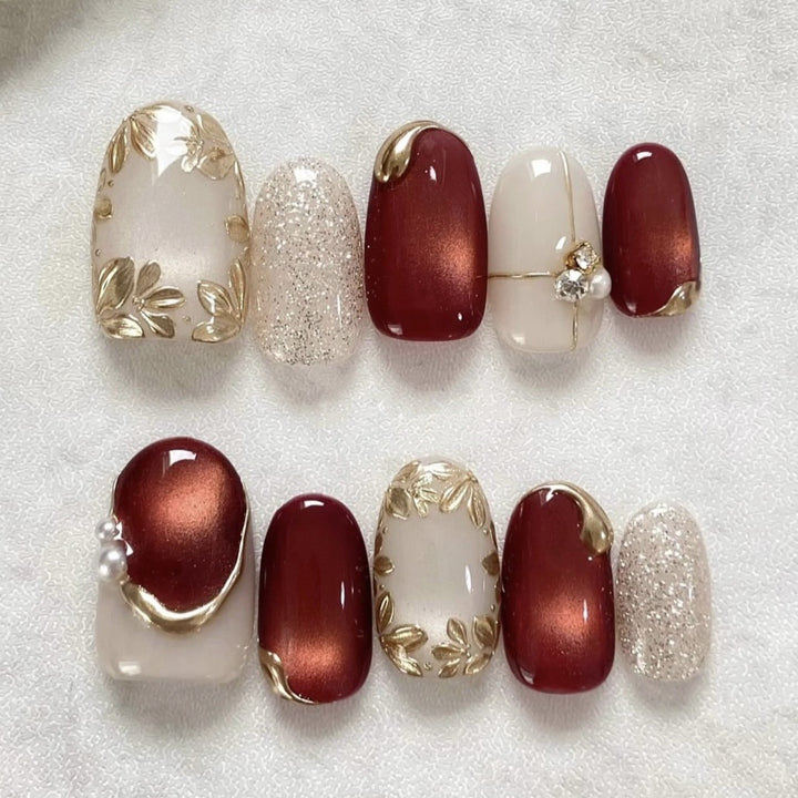 Luxurious Floral Design Press-On Nail Set
